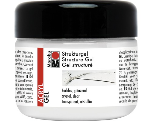 Gel structurant Marabu incolore brillant 225 ml Gel de structure Marabu, incolore et brillant, pour créer des structures en peinture