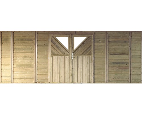 Façade Karibu avec double porte, carport double, 540x200 cm, traité en autoclave par imprégnation