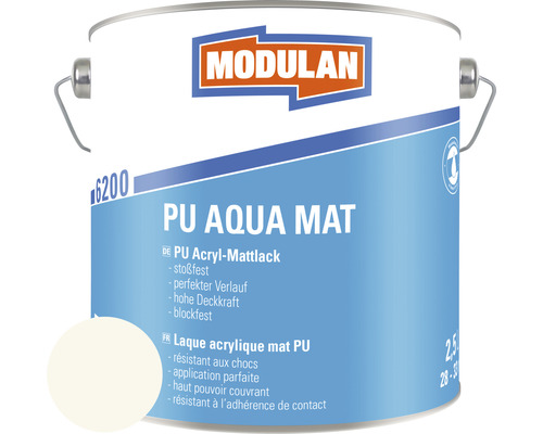 Laque MODULAN 6200 PU Aqua mat RAL 9010 blanc pur 2,5 l