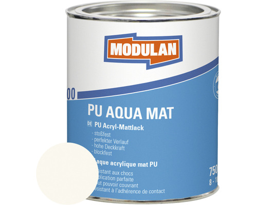Laque MODULAN 6200 PU Aqua mat RAL 9010 blanc pur 750 ml