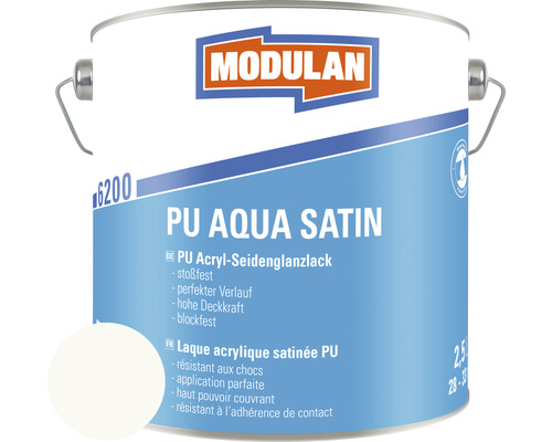 Laque MODULAN 6200 PU Aqua satin RAL 9016 blanc trafic 2,5 l