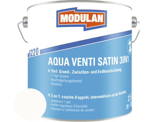 MODULAN 6220 Aqua Venti Lack Satin 3in1 RAL 9010 rein 2,5 L