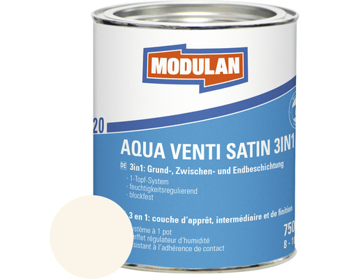 MODULAN 6220 Aqua Venti Lack Satin 3in1 RAL 9001 cremeweiss 750 ml