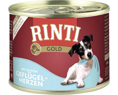 Nourriture pour chiens humide RINTI Gold coeurs de volaille 185 g