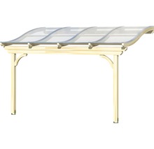 Holzcarport mit gewelltem transparentem Dach