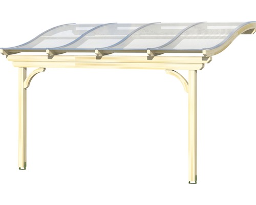 Abri de voiture en bois avec toit transparent ondulé