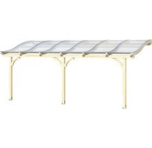 Carport avec toit transparent et cadre en bois