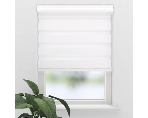 Fenêtre avec store double blanc pour la régulation de la lumière