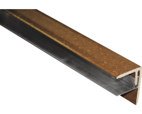 Finition latérale, couleur brune 2500x64x48 mm Profilé de finition en aluminium avec structure en bois