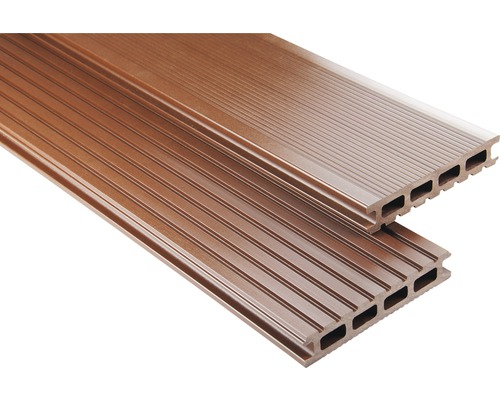 Planche pour terrasse WPC Konsta Primera marron lisse 26x145x4400 mm