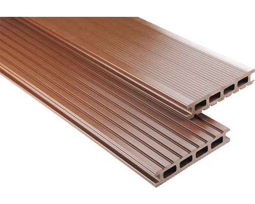 Planche pour terrasse WPC Konsta Primera marron lisse 26x145x4700 mm