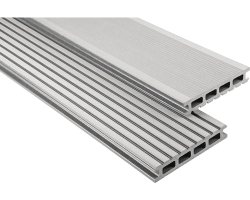 Konsta WPC Terrassendiele Primera grau gebürstet 26x145x4700 mm Terrassendielen aus Aluminium mit gerillter Oberfläche