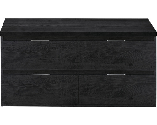 Meuble sous vasque sanox Porto lxhxp 120x59x50 cm black oak avec plan de toilette