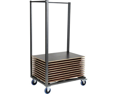 Chariot à panneaux avec plusieurs plaques en bois