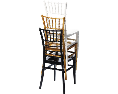 Pile de chaises Chiavari noires, dorées et blanches