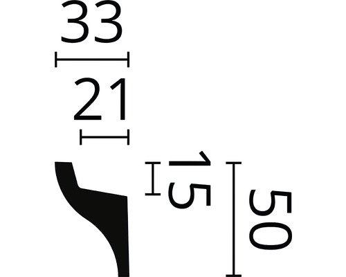 Technische Zeichnung eines Zierelements mit Maßangaben