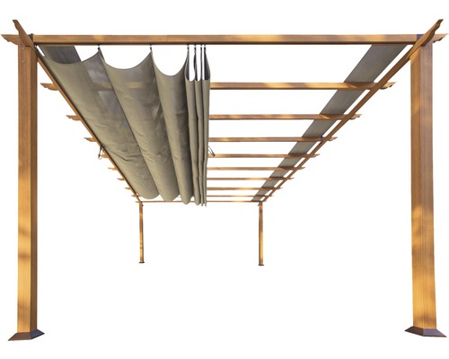 Pergola en bois avec toit en tissu comme protection solaire