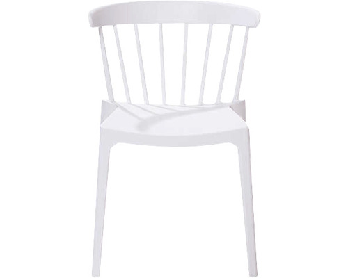 Chaise en plastique blanche avec dossier à barreaux