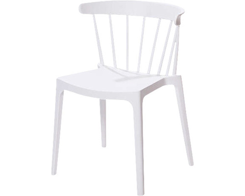 Chaise blanche avec dossier en plastique.