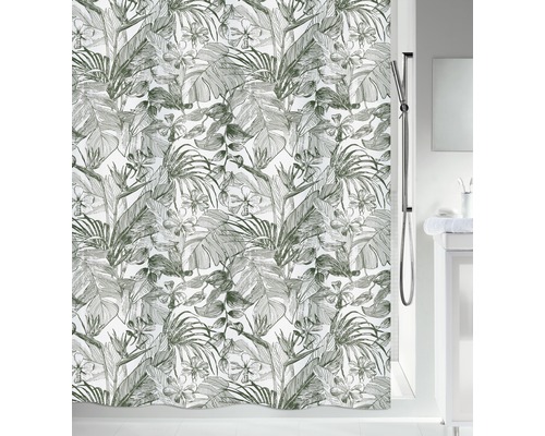 Rideau de douche spirella Tropic textile 180 x 200 cm darkgreen