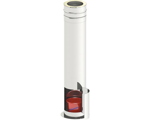 Pied télescopique Vision Jeremias Ø130 mm avec trappe de visite Porte de ramonage de cheminée avec bac de récupération rouge