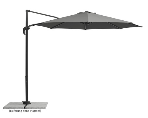 Parasol déporté avec toile grise et pied stable