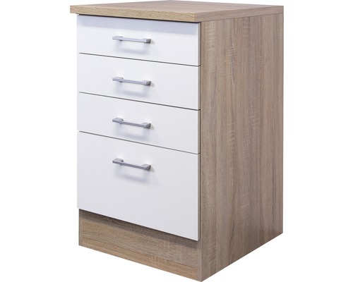 Schubladenunterschrank Flex Well Samoa BxHxT 50x85x60 cm Frontfarbe weiss - Korpusfarbe sonoma eiche Schubladenunterschrank Flex Well Samoa BxHxT 50x85x60 cm Frontfarbe weiss - Korpusfarbe sonoma eiche