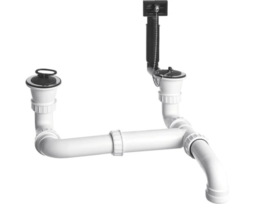 Vanne d'écoulement et de trop-plein BLANCO pour évier double 1 1/2" 137034 Siphon pour lavabo double en plastique