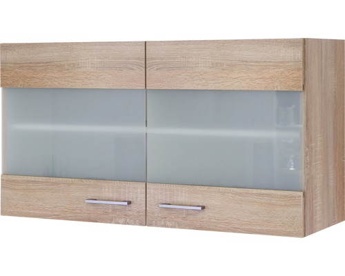 Hängeschrank mit Glastür Flex Well Samoa BxHxT 100x55x32 cm Frontfarbe sonoma eiche - Korpusfarbe sonoma eiche