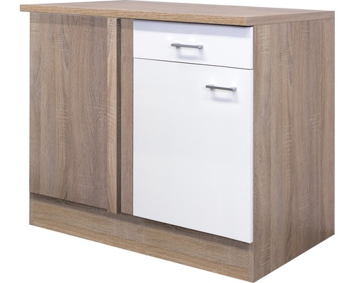 Eckunterschrank Flex Well Samoa BxHxT 110x85x60 cm Frontfarbe weiss - Korpusfarbe sonoma eiche