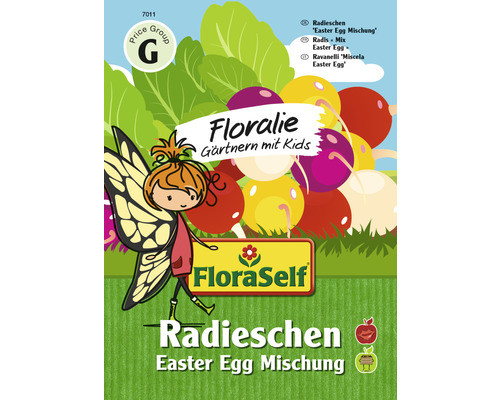 FloraSelf Floralie Jardiner avec des enfants Graines de légumes radis multicolores 'Easter Egg Mix'