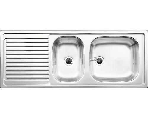 Évier en acier inoxydable avec deux cuves et égouttoir