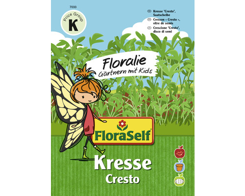 FloraSelf Floralie Gärtnern mit Kids Kräutersamen Kresse 'Cresto' Saatscheibe