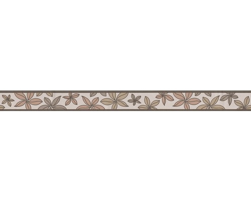 Frise autocollante 2814-18 Fleurs brun beige 5 m x 5 cm Bordure avec motif de feuilles pour la décoration murale