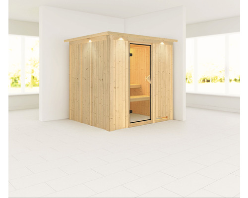 Sauna modulaire Karibu Sodinaa sans poêle, avec couronne