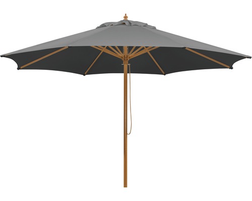 Parasol de jardin gris avec mât en bois