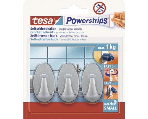 tesa® Powerstrips Mini-Haken oval chrom-matt