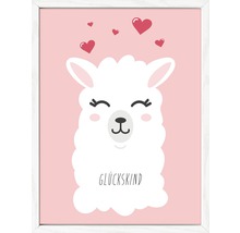 Image encadrée avec lama et l''inscription Enfant chanceux