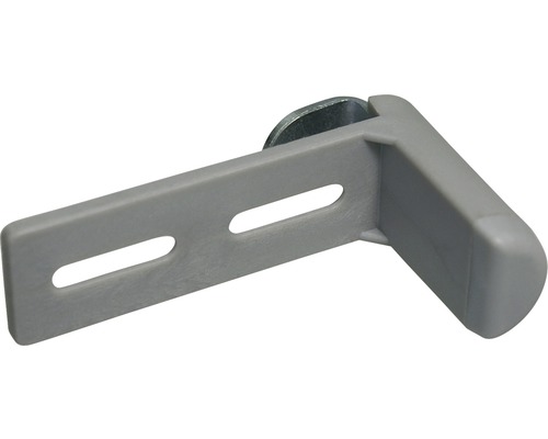 Connecteur de meuble gris avec deux fentes