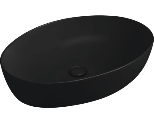 Vasque à poser Jungborn LORION 62,5 x 42 cm avec bouchon en céramique noir mat
