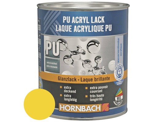 HORNBACH Buntlack PU Acryllack glänzend RAL 1021 rapsgelb 375 ml