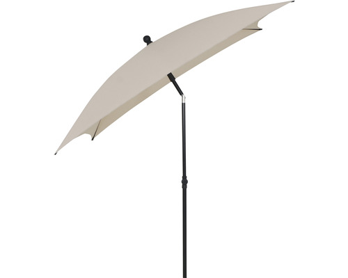 Parasol beige avec support noir pour l''extérieur