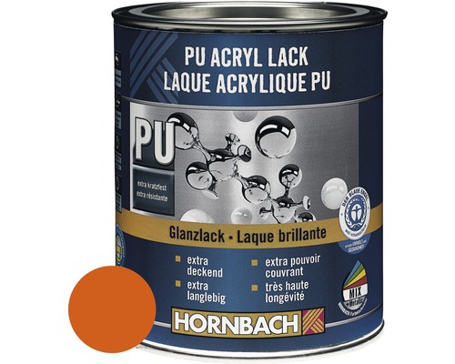 Laque couleur PU HORNBACH laque acrylique brillante orange inésite 750 ml