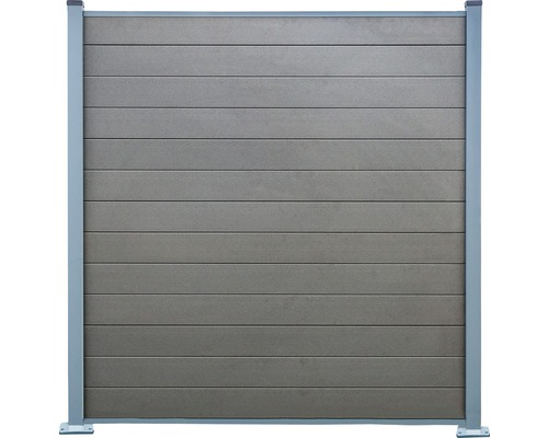 Einzelprofil Konsta Steckzaun WPC 177 x 15 cm grau Gartenzaun aus Kunststoff mit horizontalen Lamellen und Rahmen