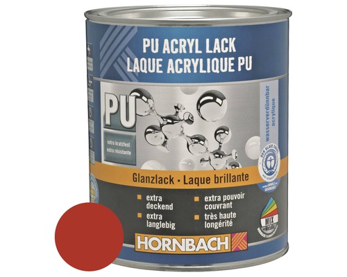 HORNBACH Buntlack PU Acryllack glänzend RAL 3000 feuerrot 125 ml