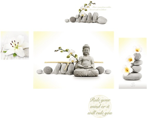 Leinwandbild Grey Buddha 5er Set