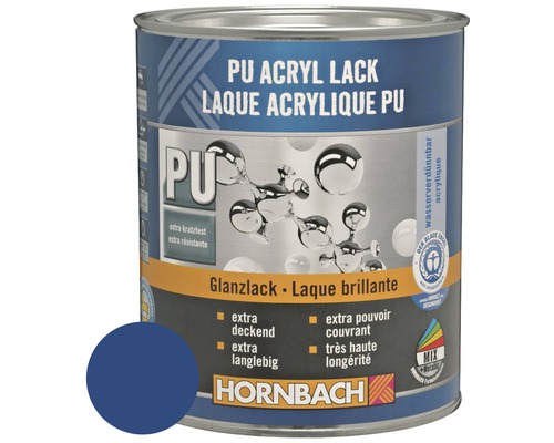 HORNBACH Buntlack PU Acryllack glänzend RAL 5010 enzianblau 750 ml