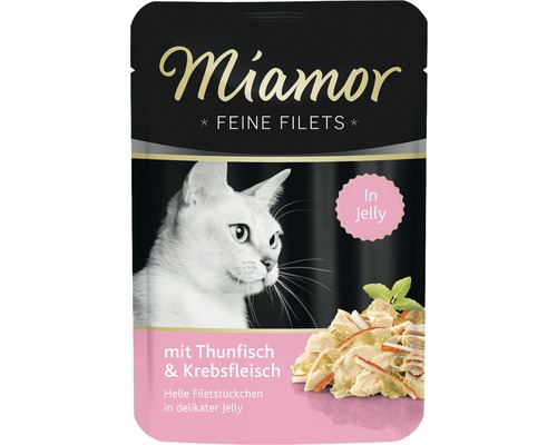 Nourriture humide pour chats Miamor filets fins au thon et chair de crabe 1 paquet 100 g