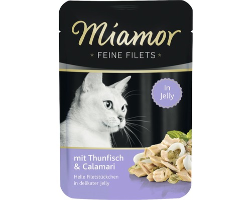Nourriture humide pour chats Miamor filets fins de thon et calamars 1 paquet 100 g