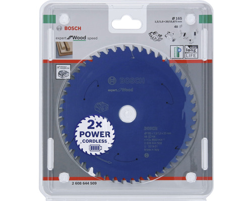 Bosch Expert Wood Kreissägeblatt mit 165 Millimeter Durchmesser in Verpackung